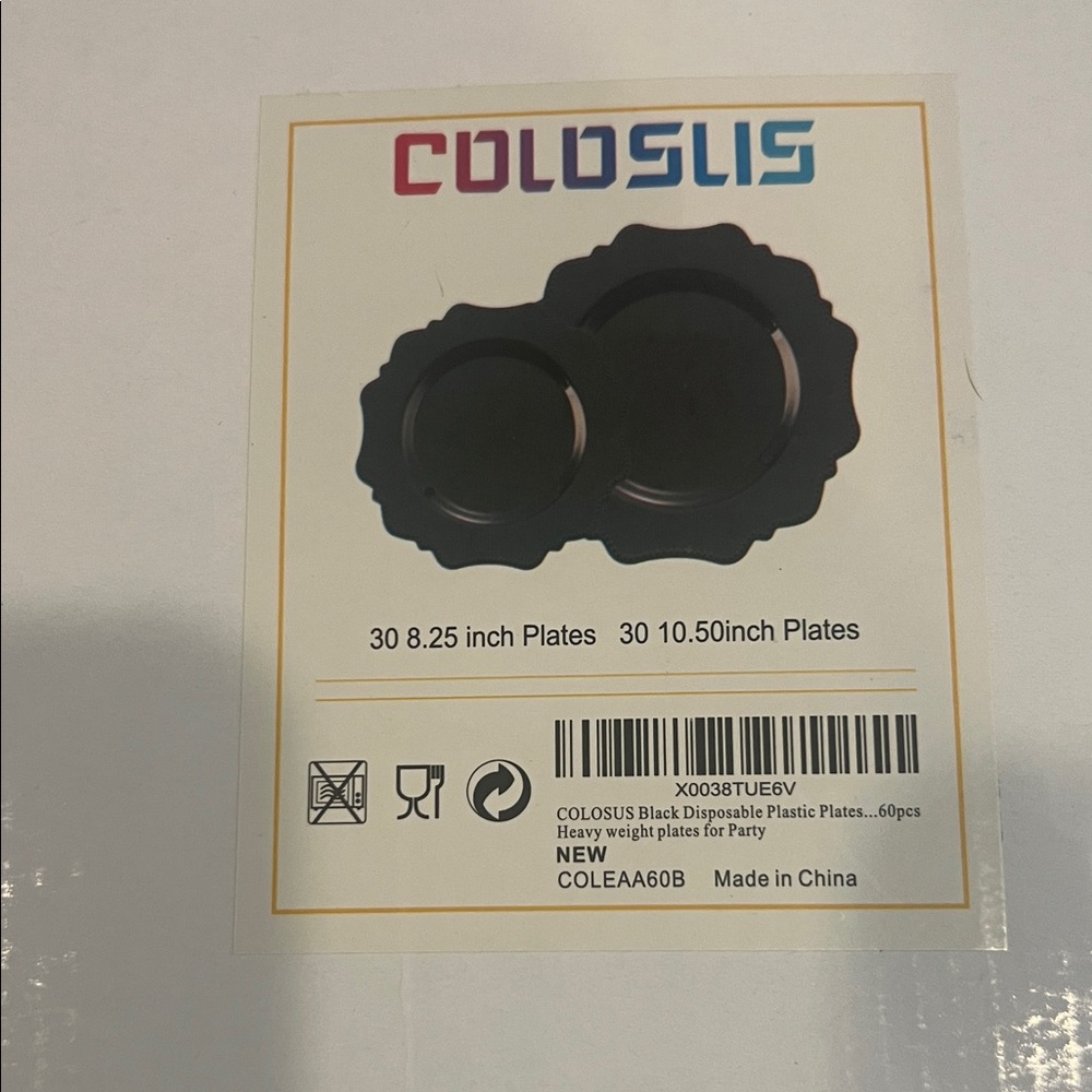Coloslis Black Disposable Plates Set